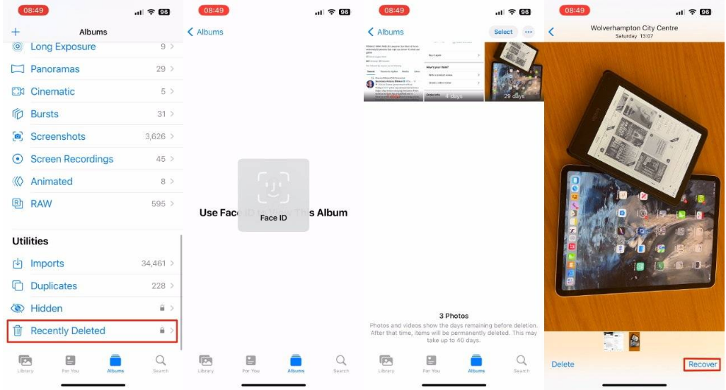 额尔古纳苹果14维修分享 iPhone14 上恢复已删除的照片 